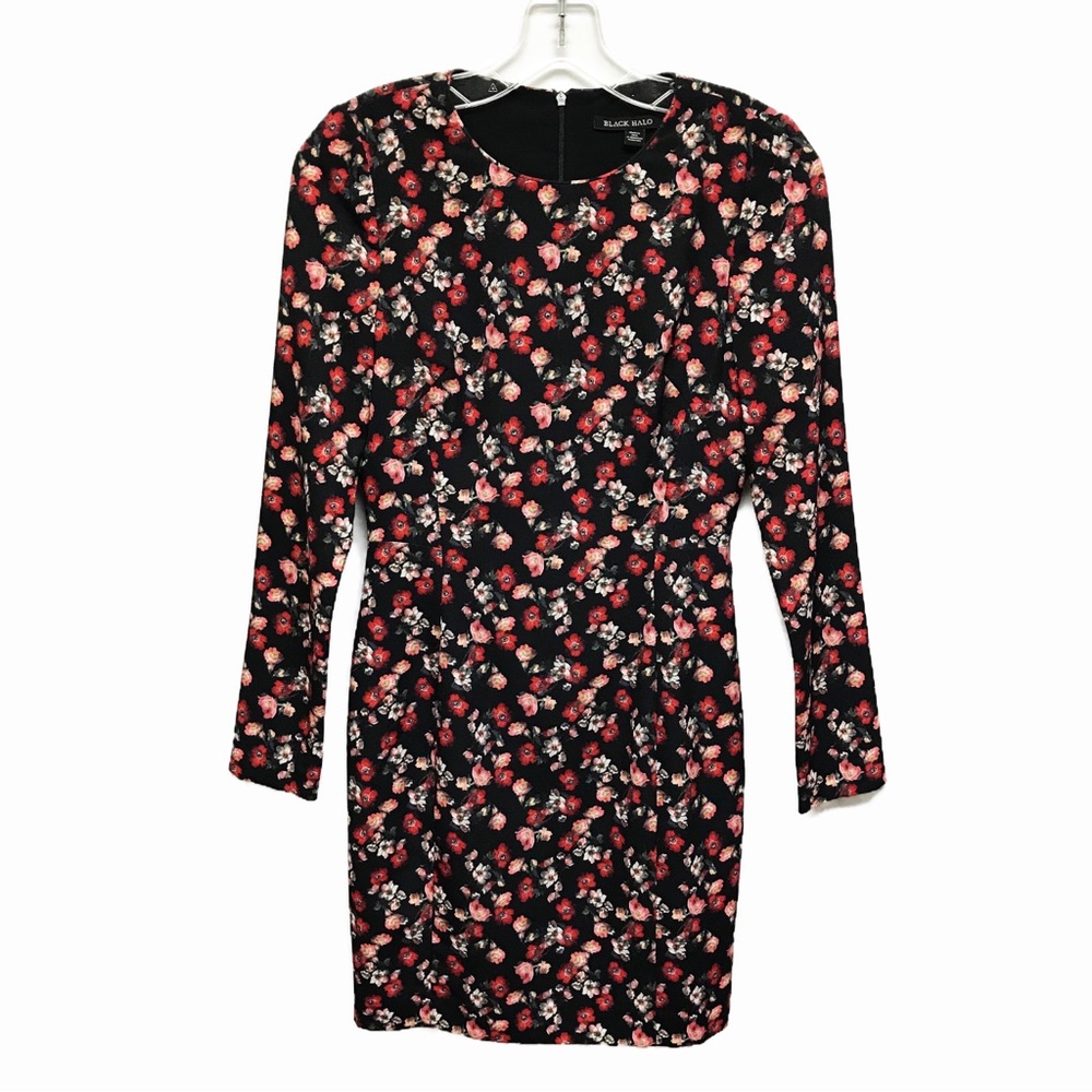 Black Halo Floral Long Sleeve Mini Dress Size 2